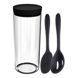 Jogo Colheres Silicone E Pote Porta Mantimentos 2,5lts Preto