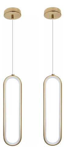 2x Lustre Minimalista Pendente Moderno Lavabo Dourado L3240