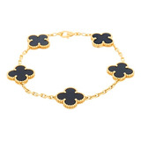 Pulseira Alhambra Vintage Folheada Ouro Amarelo Onix