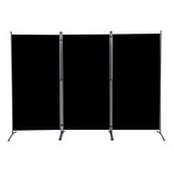 Biombo Negro Divisor De Pared Oficina  3 Paneles Plegables 