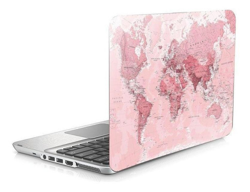 Skin Adesivo Protetor Para Notebook 14 Mapa Mundi Rosa D22