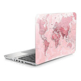 Skin Adesivo Protetor Para Notebook 14 Mapa Mundi Rosa D22