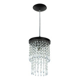 Lustre Pendente De Cristal Acrilico Spark Redondo Preto