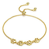 Pulsera Brazalete Huellas Mascota Plata S925 Chapa Oro 18k 