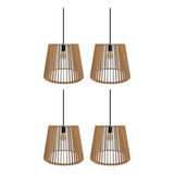 Lampara Techo Colgante Moderna Madera Nordica Luces X4