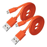2 Cables Cargadores Micro Usb Carga Rapida Naranja