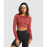 Gymshark Training Long Sleeve Crop Top - Rust Red