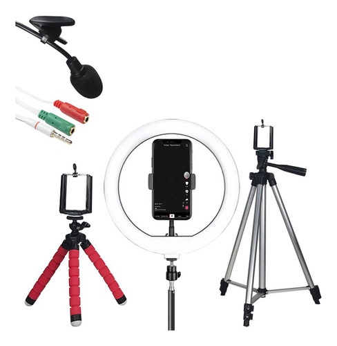 Kit Youtuber Ring Light 26cm 2 Tripés 2,10m 1,20m Lapela