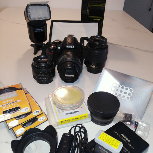  Nikon Kit D3100 + 18-55mm + 55-200mm + 50mm + Flash
