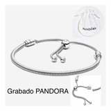Pulsera Deslizante Compatible Pandora,plata,ajustable+bolsa