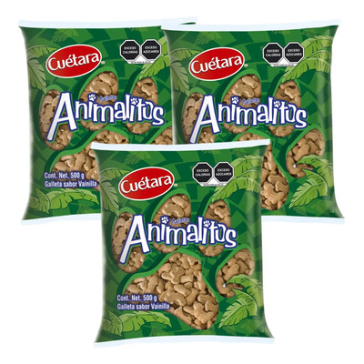 Galleta Animalitos Vainilla 3 De 500g C/u 1.5kg Cuétara