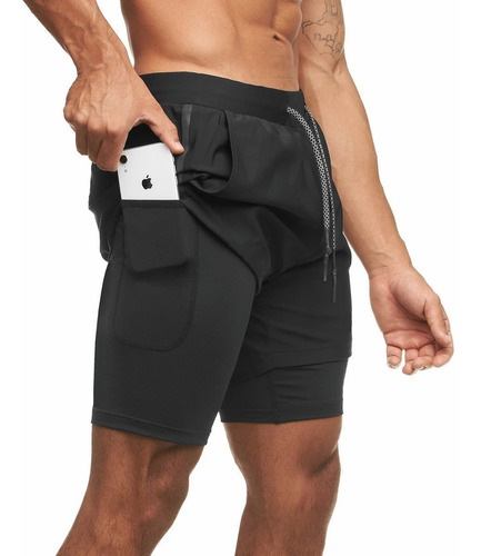 Short Gym Para Gimnasio Con Licra Deportiva 2 En 1 Hombre