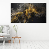 Cuadro Abstracto Dorado Negro Elegante Sala Canvas K5 130x70