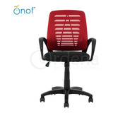 Silla Secretarial Estilo Oficina Ajustable Soporte Lumbar Color Rojo