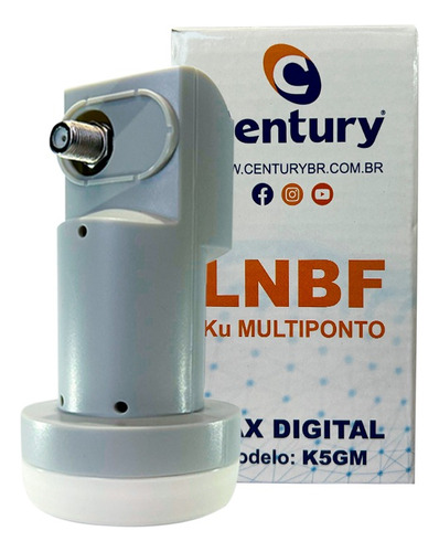 Lnbf Multiponto Banda Ku Century Max Digital K5gm Alto Ganho