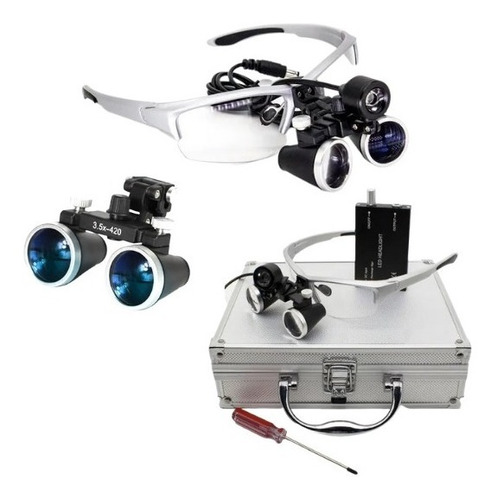 Oculos Lupa Cabeca 3,5x Led 3 Watts Cirúrgico Dentista