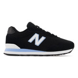 Zapatilla New Balance 515 Negra Con Blanco Y Celeste Mujer