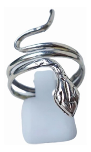 Anillo Serpiente Enroscada Vivora Plata Talle Ajustable