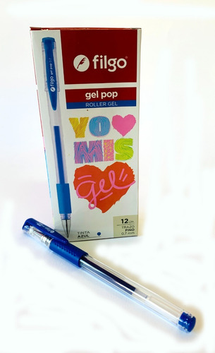 Bolígrafo Roller Filgo Gel Pop Azul - Pack X 12 Unidades 