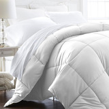 Acolchado Cdi Simil Duvet 1 1/2 Plaza Diseño Liso Color Blanco De 160cm X 240cm