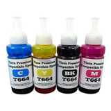 Kit 4 Tinta Genérica Compatible Epson T664 L575 L310 L805 