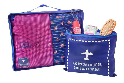 Necessaire Para Mala De Viagem Organizador Bag Tamanho G Cor Azul