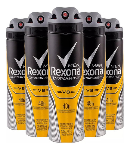 Kit 5 Desodorante Rexona Motionsense V8 Dry 48h 150ml