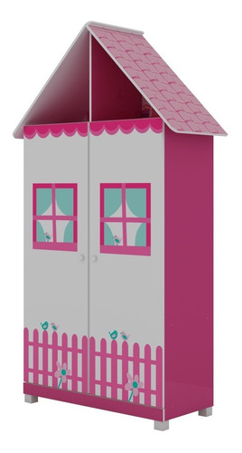 Guarda Roupa Infantil 2 Portas Casinha Pink Ploc - Gelius