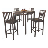 Comedor Desayunador 5 Pzs 80 X 80 Melamina Chocolate Newark