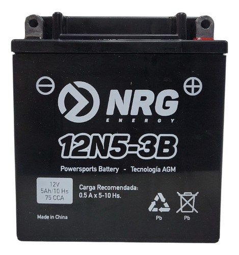 Bateria 12n5-3b  Nrg  Motos 110cc Alta Calidad Tuamoto