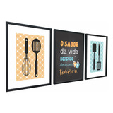 Quadrinhos Decorativos Moldura Cozinha Padaria Tempero 3 Pçs