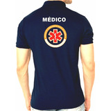 Camisa Polo Samu 192 Médico Bordado Peito Costas Manga