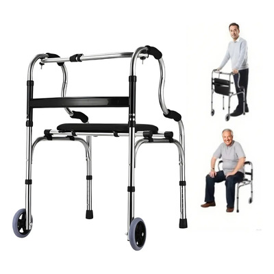 Andadera Ortopédica Para Adulto Mayor Plegable Con Ruedas Caminadora De Acero Inoxidable Ajustable Rehabilitación Movilidad Segura Ligera Antideslizante | Meses sin interés