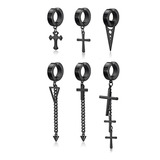 Set 6 Aretes Falsos Hombre Clip Sin Piercing Premium Vnox