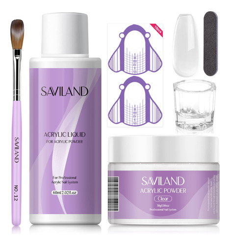 Saviland Kit De Uñas Acrílicas: Polvo Acrílico Transpare.