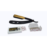 Navalha Navalhete Profissional  Preto Clip Dourado Barbeiro