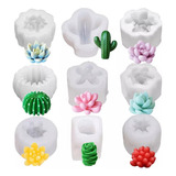 Molde De Silicona 3d Planta Resina Para Velas Jabones 9pzs