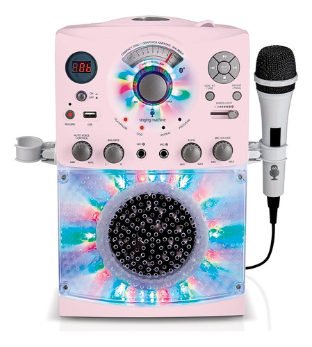 Máquina De Cantar Karaoke, Bluetooth, Usb, Cd, Rosa