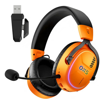 Audífonos Gamer Para Inalámbricos Diademas con Micrófono De Cancelación De Ruido Sonido Envolvente Virtual 7.1, 2.4g De Baja Latencia Con Conector Usb Y Type-c, Bluetooth 5.3 Para Pc Oxs G2 Naranja | Meses sin interés