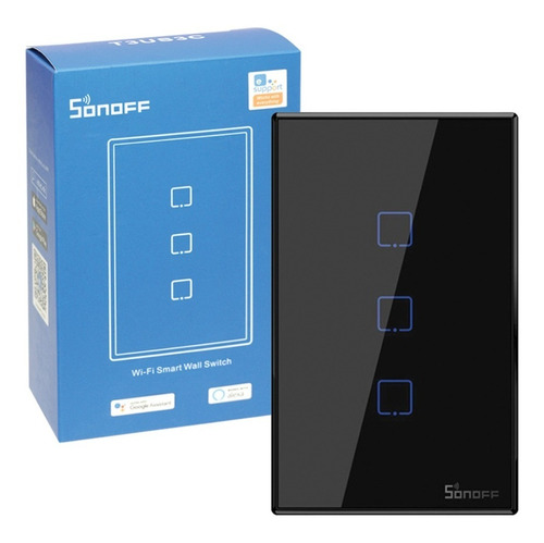 Interruptor Wifi De Pared Sonoff T3us3c-tx + Rf - Negro