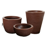 Kit Vaso Cone P+bacia N1+vaso N1 Decorativo Jardim Polie