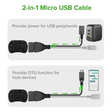 Andtobo 2 Pack 2-en-1 Micro Usb (cable Otg Con Alimentación)