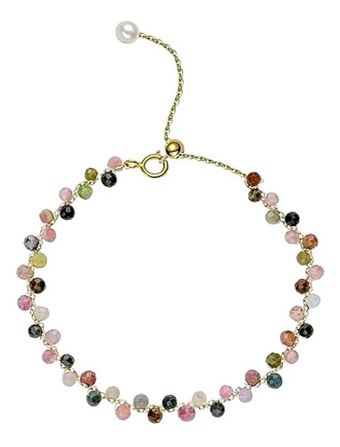 Oferta! Pulsera Fina Turmalina Colores Oro 18k Luxury 1003m