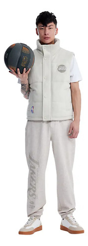 Chaleco Capitonado Lakers Nba Ch21 Beige Para Hombre