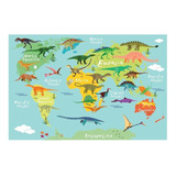 Mapa Infantil Dinosaurios Vinilo Decorativo 1.50m X 1m 