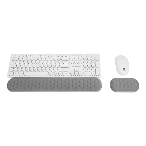 Kit Combo Blanco Teclado Inalámbrico Con Descansa Muñecas