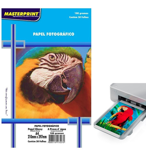 Papel Fotografico A4 180g Para Impressora Jato De Tinta Hp