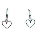 Par Aros Argolla Con Corazon Calado Plata 925 Gtia Mujer 