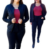 Conjunto Plus Size Moletinho Calça E Jaqueta Moletinho Linda