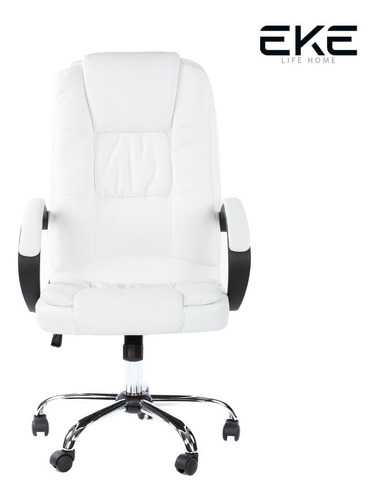 Silla De Escritorio Eke Life Home Yx-2227 Ergonómica  Blanca Con Tapizado De Cuero Sintético